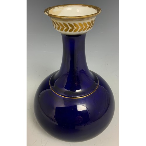 55 - 19th CENTURY  KERR & BINNS VASE ROYAL BLUE GROUND WITH GILT TRIM WITH OVAL CARTOUCHE OF MALVERN ABBE... 