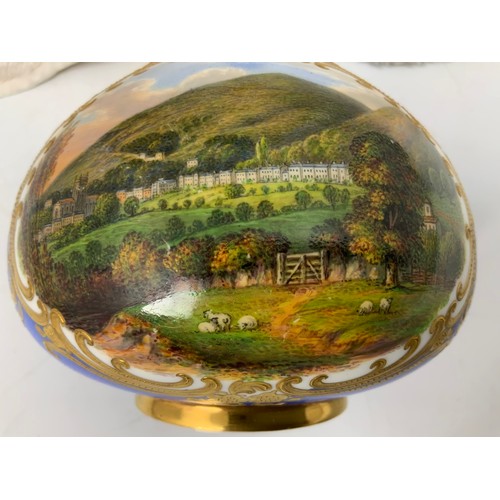 50 - 2  19th CENTURY  PORCELAIN CHAMBERLAIN'S WORCESTER  ONION SHAPED VASES DECORATED WITH  MALVERN LANDS... 