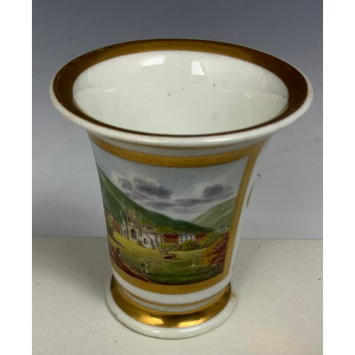 49 - 3 19th CENTURY  PORCELAIN GRAINGER WORCESTER MINIATURES  DECORATED WITH LANDSCAPE SCENES INC MALVERN... 