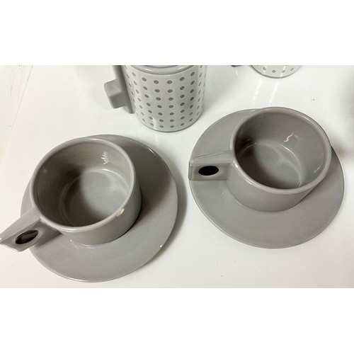 165 - 1980s MASSIMO MATERASSI (ITALY), A TEA AND COFFEE SERVICE, SPOT DESIGN IN BLACK A/F