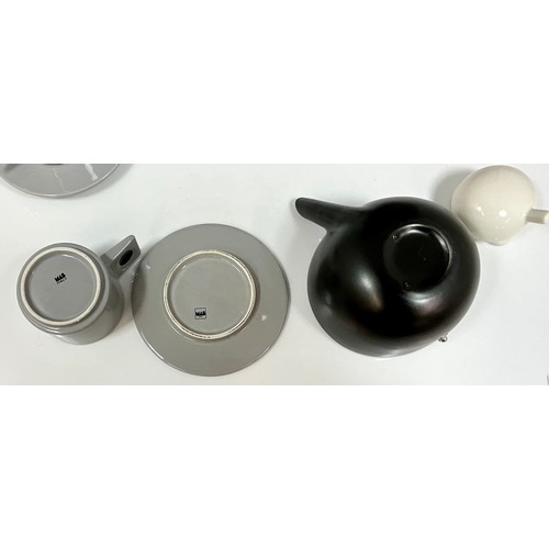 165 - 1980s MASSIMO MATERASSI (ITALY), A TEA AND COFFEE SERVICE, SPOT DESIGN IN BLACK A/F