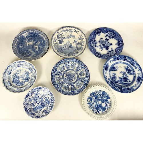 168 - LARGE COLLECTION OF BLUE & WHITE TRANSFERWARE INC.  PLATES, SERVING DISHES, TUREENS, SERVING PLATTER... 