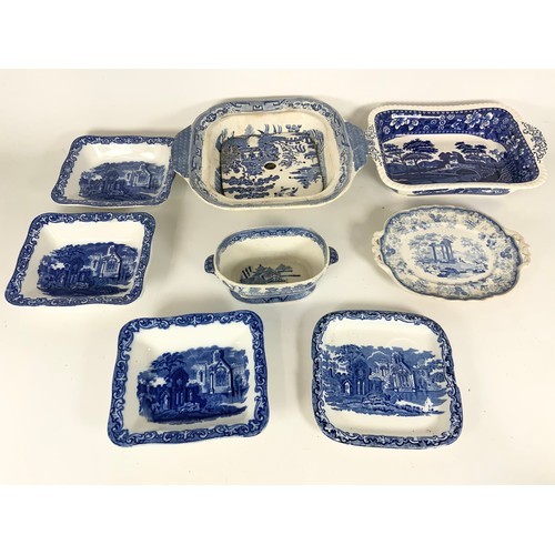 168 - LARGE COLLECTION OF BLUE & WHITE TRANSFERWARE INC.  PLATES, SERVING DISHES, TUREENS, SERVING PLATTER... 