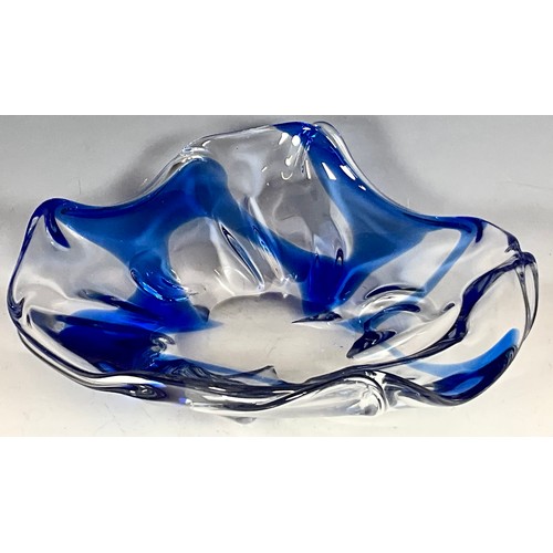 201 - A LARGE FREE FORM STUDIO GLASS BOWL, POSSIBLY MURANO, APPROX. 38cm dia.