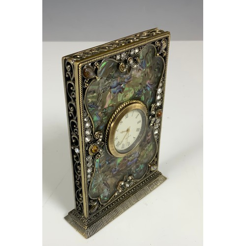 239 - QUARTZ CLOCK IN DECORATIVE ‘JEWELLED’ STAND