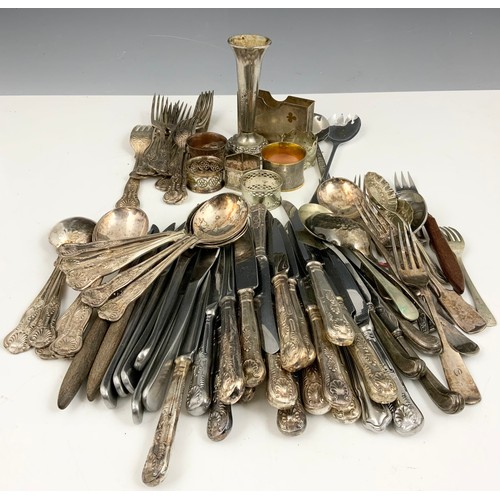 269 - QUANTITY OF SILVER PLATED WARE INC CUTLERY , SERVIETTE RINGS, CARD HOLDER ETC