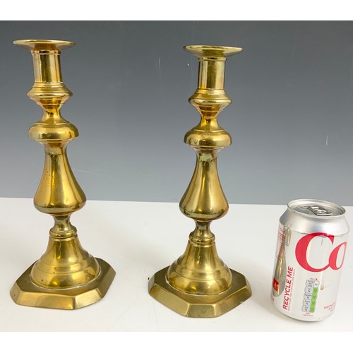 286 - PAIR OF BRASS CANDLESTICKS 26cm TALL