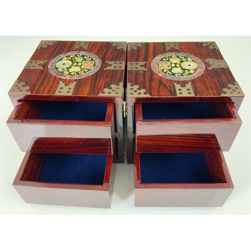 308 - ORNATE TREEN BOX WITH 4 DRAWERS 24cm LONG