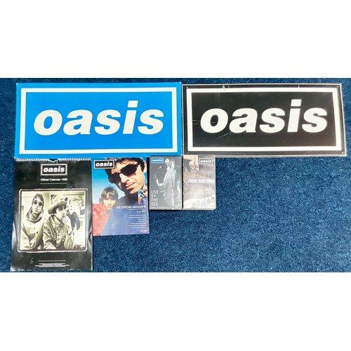 65 - OASIS LOT TO INC. TO LARGE HEAVY CARD LOGO BOARDS, OFFICIAL MAGAZINE 96/97, OFFICIAL CALENDAR 99 AND... 