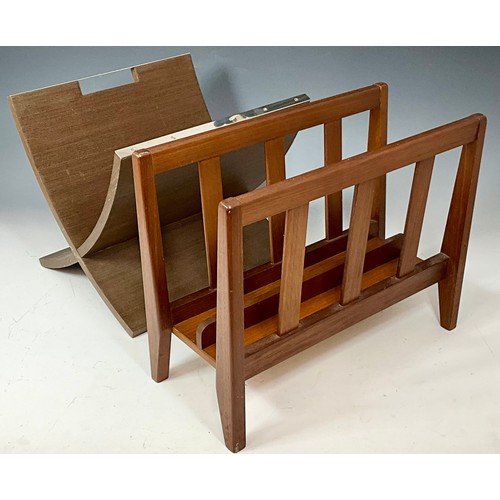 330 - MID CENTURY AND LATE CENTURY DARK WOOD SCANDINAVIAN STYLE MAGAZINE RACKS