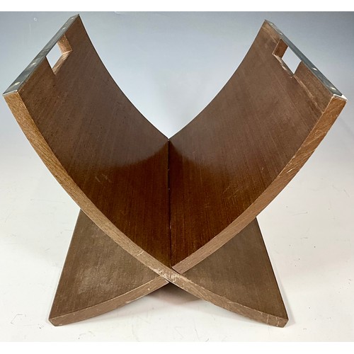 330 - MID CENTURY AND LATE CENTURY DARK WOOD SCANDINAVIAN STYLE MAGAZINE RACKS