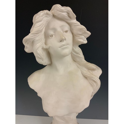 135 - PLASTER BUST OF A MAIDEN 48cm TALL