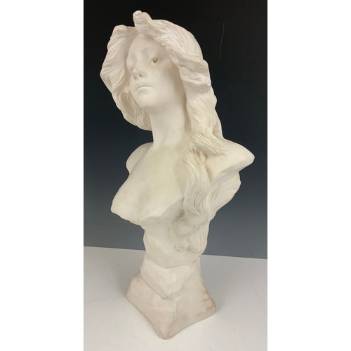 135 - PLASTER BUST OF A MAIDEN 48cm TALL