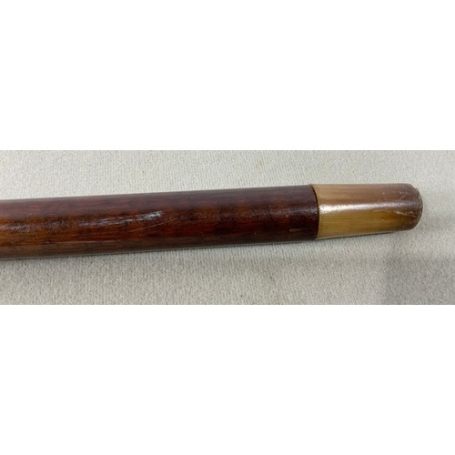 365 - INTERESTING WALKING CANE WITH HORN KNOB AND FINIAL APPROX. 82 cm