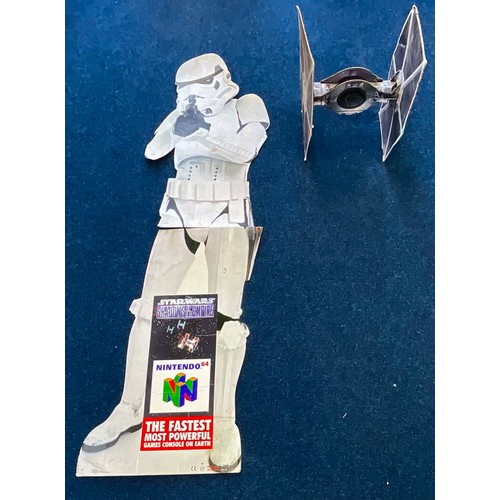 387 - A STAR WARS NINTENDO 64 SHADOWS OF THE EMPIRE 2 PIECE CARDBOARD CUT-OUT LIFE SIZE STORMTROOPER DISPL... 