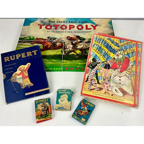 388 - REPRODUCTION BOOKS INC. 2 COPIES OF LOTHAR MEGGENDORFERS INTERNATIONAL CIRCUS POP UP BOOK AND RUPERT... 