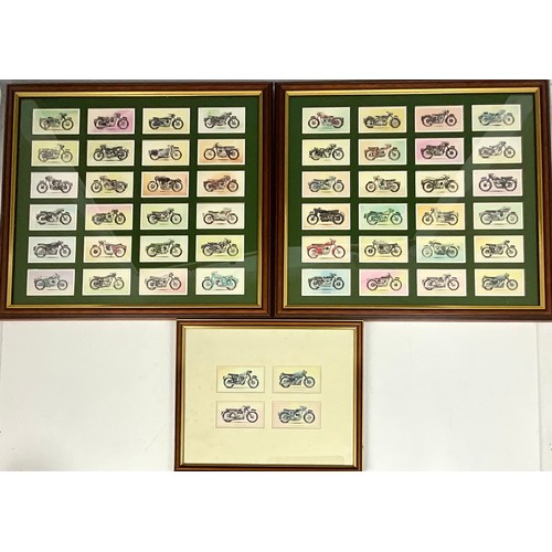 390 - 2 LARGE FRAMED SETS OF GOLDEN ERA OF MOTORCYCLES TRADING CARDS T/W A SMALLER SIMILAR (3). LARGEST FR... 