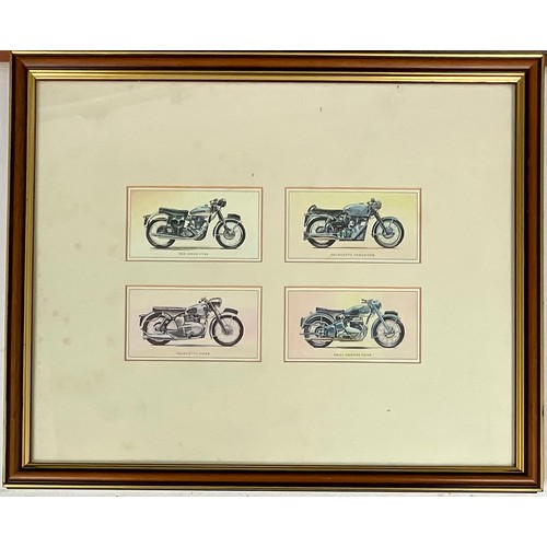 390 - 2 LARGE FRAMED SETS OF GOLDEN ERA OF MOTORCYCLES TRADING CARDS T/W A SMALLER SIMILAR (3). LARGEST FR... 