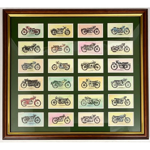 390 - 2 LARGE FRAMED SETS OF GOLDEN ERA OF MOTORCYCLES TRADING CARDS T/W A SMALLER SIMILAR (3). LARGEST FR... 