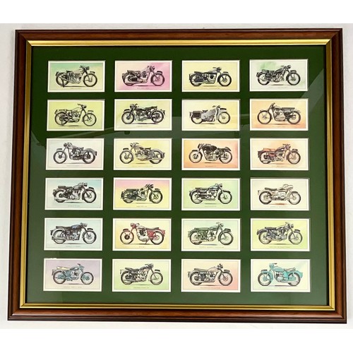 390 - 2 LARGE FRAMED SETS OF GOLDEN ERA OF MOTORCYCLES TRADING CARDS T/W A SMALLER SIMILAR (3). LARGEST FR... 