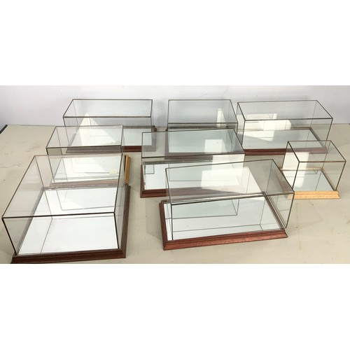 405 - 8  GLAZED DISPLAY BOXES FOR MODELS LARGEST 34x 34cm x18cm