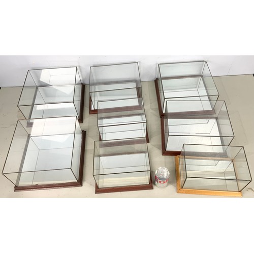 406 - 8  GLAZED DISPLAY BOXES FOR MODELS LARGEST 34x 34 x18cm