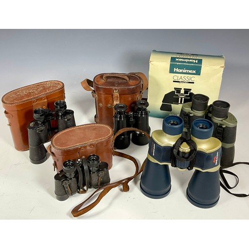 425 - MISC. BINOCULARS INC. VINTAGE BINOCULARS WITH LEATHER CASES INC. WWI ERA LEMAIRE FABI AND MORE MODER... 