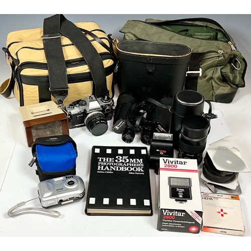 429 - OLYMPUS CAMERA AND HOYA LENS, KODAK EASYSHARE DIGITAL CAMERA, BOOTS 4000TL VIEWER, COPITAR BINOCULAR... 