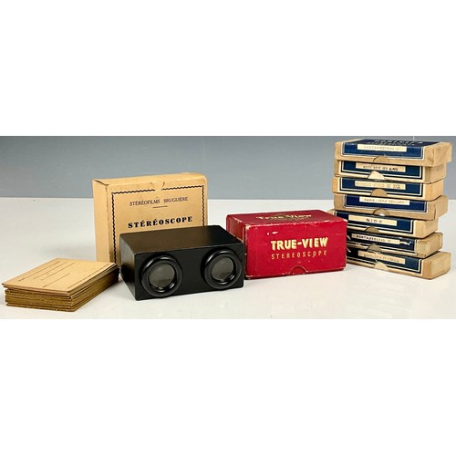 433 - VINTAGE STEREOSCOPE VIEWERS WITH A QUANTITY OF SLIDES