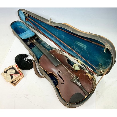 422 - VINTAGE ‘SPECIAL ORCHESTRAL VIOLIN’ POSSIBLY PAGANINI IN FITTED CASE A/F