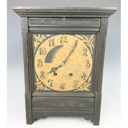 236 - EBONISED  WOODEN MANTEL CLOCK 34cm TALL