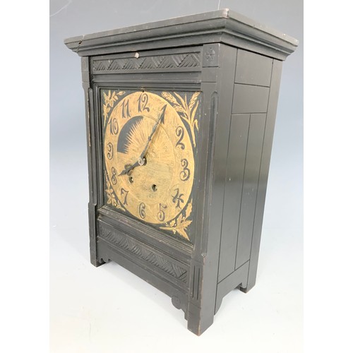 236 - EBONISED  WOODEN MANTEL CLOCK 34cm TALL