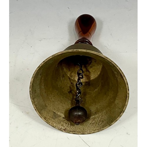 349 - BELL WITH TURNED WOODEN HANDLE