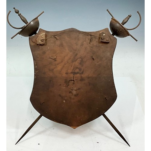 351 - ARMOUR AND CROSSED SWORDS ORNAMENTAL WALL DISPLAY