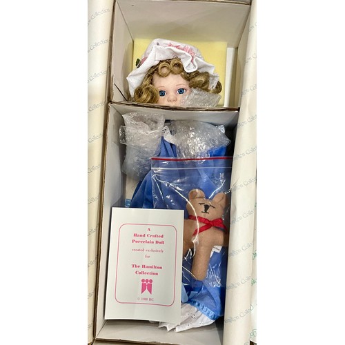 457 - COLLECTION OF (8) BOXED PORCELAIN HEAD DOLLS BY HAMILTON HERITAGE, FRANKLIN, H.SAMUAL AND DANBURY MI... 