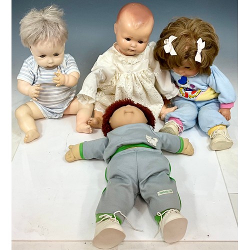 460 - 1950’S BISQUE HEADED DOLL MARKED 201-4 GERMANY, A CABBAGE PATCH DOLL AND 2 PLASTIC DOLLS