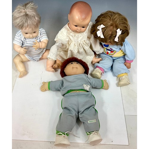 460 - 1950’S BISQUE HEADED DOLL MARKED 201-4 GERMANY, A CABBAGE PATCH DOLL AND 2 PLASTIC DOLLS