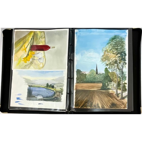 19 - PORTFOLIO OF WATERCOLOURS AND ETCHINGS