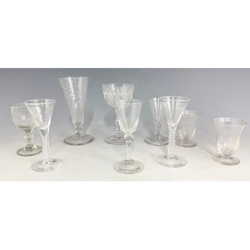 73 - MISC. GLASSES INC. PR. AIR TWIST, APPROX. 10 cm, CONICAL WRYTHEN ALE GLASS AND OTHERS