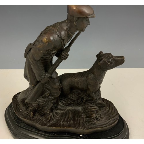 86 - AFTER MENE DEPICTING HUNTER AND DOG 29.5cm TALL