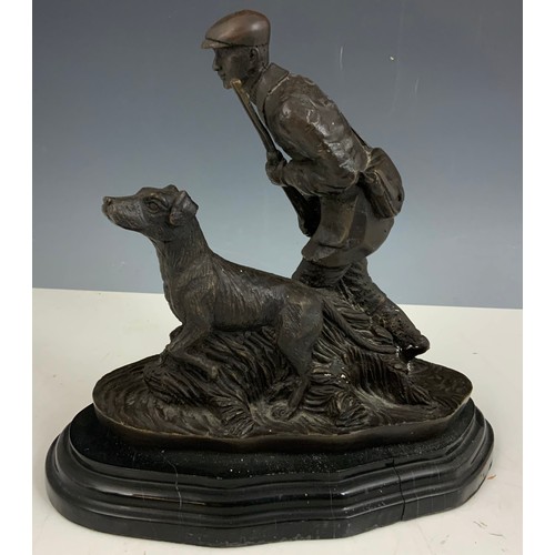 86 - AFTER MENE DEPICTING HUNTER AND DOG 29.5cm TALL