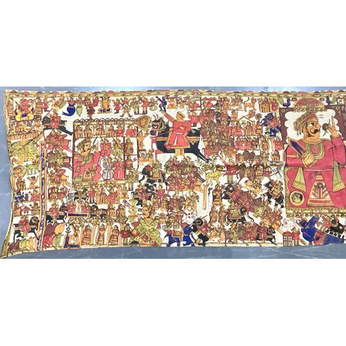 98 - MASSIVE, CIRCA 1900 TENT HANGING HAND PAINTED IN POLYCHROME COLOURS AND BLOCK PRINTED IN THE MUGHAL ... 