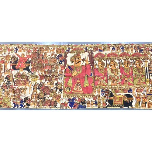 98 - MASSIVE, CIRCA 1900 TENT HANGING HAND PAINTED IN POLYCHROME COLOURS AND BLOCK PRINTED IN THE MUGHAL ... 