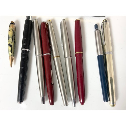 184 - BOXED CROSS SAAB PEN , PARKER PENS , FOUNTAIN PENS ETC