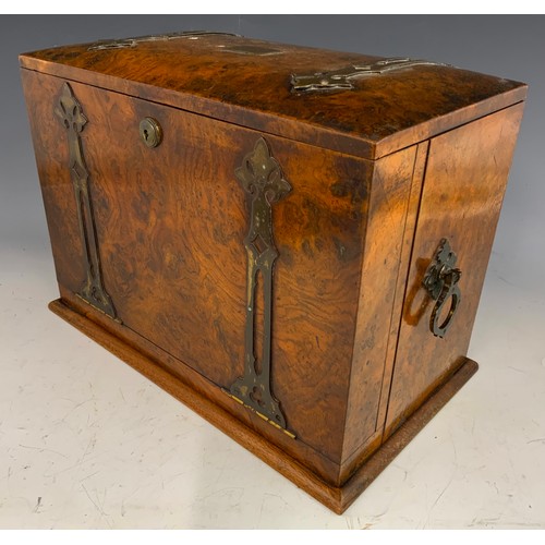 92 - BEAUTIFUL VICTORIAN BURR WALNUT  TABLE TOP WRITING BOX/ STATIONARY BOX WITH  ART NOUVEAU STAP HINGES... 