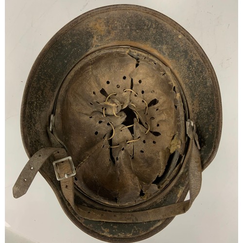 147 - GERMAN THIRD REICH ARMY SINGLE DECAL STEEL COMBAT HELMET WITH LEATHER LINER AND STRAP, PLEASE SEE AL... 