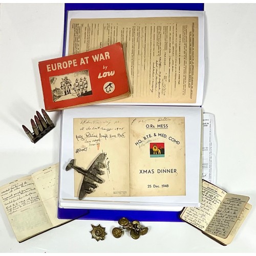 154 - MILITARY INTEREST, EPHEMERA FOLDER FOR JOHN B BENTLEY, ROYAL ENGINEERS, CHATHAM 1947-48, TRAINING DO... 