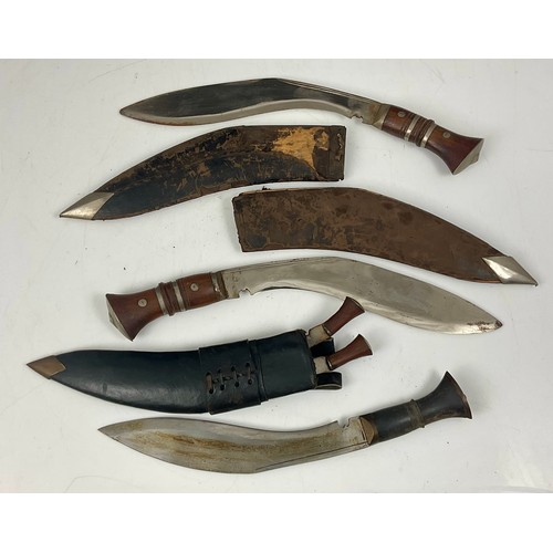 129 - 3 VARIOUS KUKRI TYPE KNIVES AF