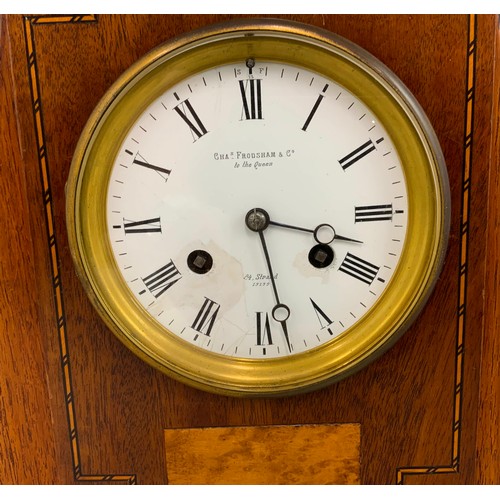 192 - CHAS. FRODSHAM & CO. MANTLE CLOCK HAVING 2 TRAIN MOVEMENT, STRIKING ON A SAUCER BELL IN AN INLAID MA... 