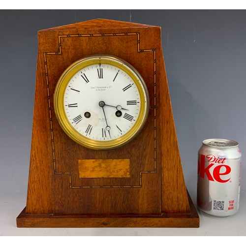 192 - CHAS. FRODSHAM & CO. MANTLE CLOCK HAVING 2 TRAIN MOVEMENT, STRIKING ON A SAUCER BELL IN AN INLAID MA... 